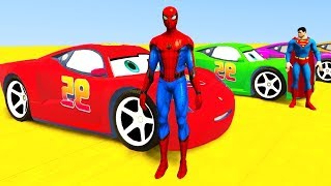 Colors for Children to Learn with McQueen Tow Vehicles 3D Spiderman for Kids & Superhero C