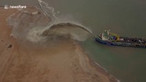 Amazing drone footage shows large-scale Sri Lanka land reclamation