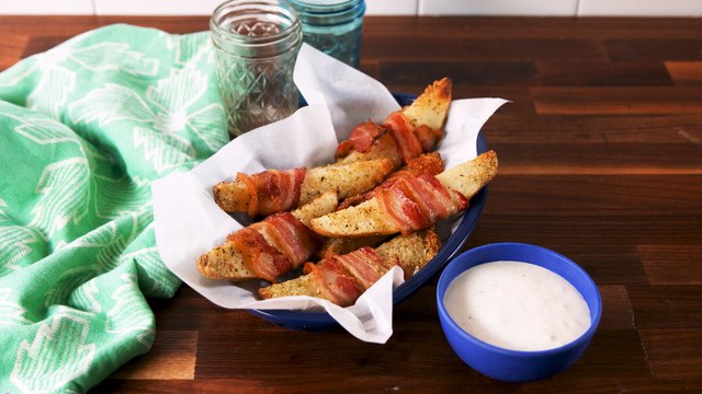 Bacon Wrapped Parmesan Potatoes Beat Fries Anyday