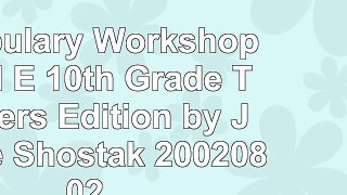 Vocabulary Workshop Level E 10th Grade Teachers Edition by Jerome Shostak 20020802 ec185e88