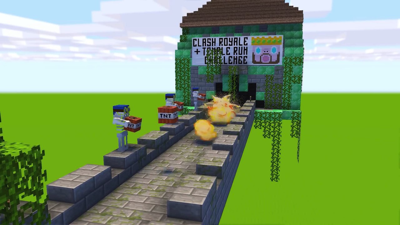 Monster School - TEMPLE RUN vs CLASH ROYALE CHALLENGE - Minecraft animation