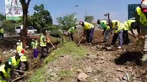 We have embarked on a beautification programme along Mombasa Road that will make the city match other world cities. Preparing ground in readiness of Planting of