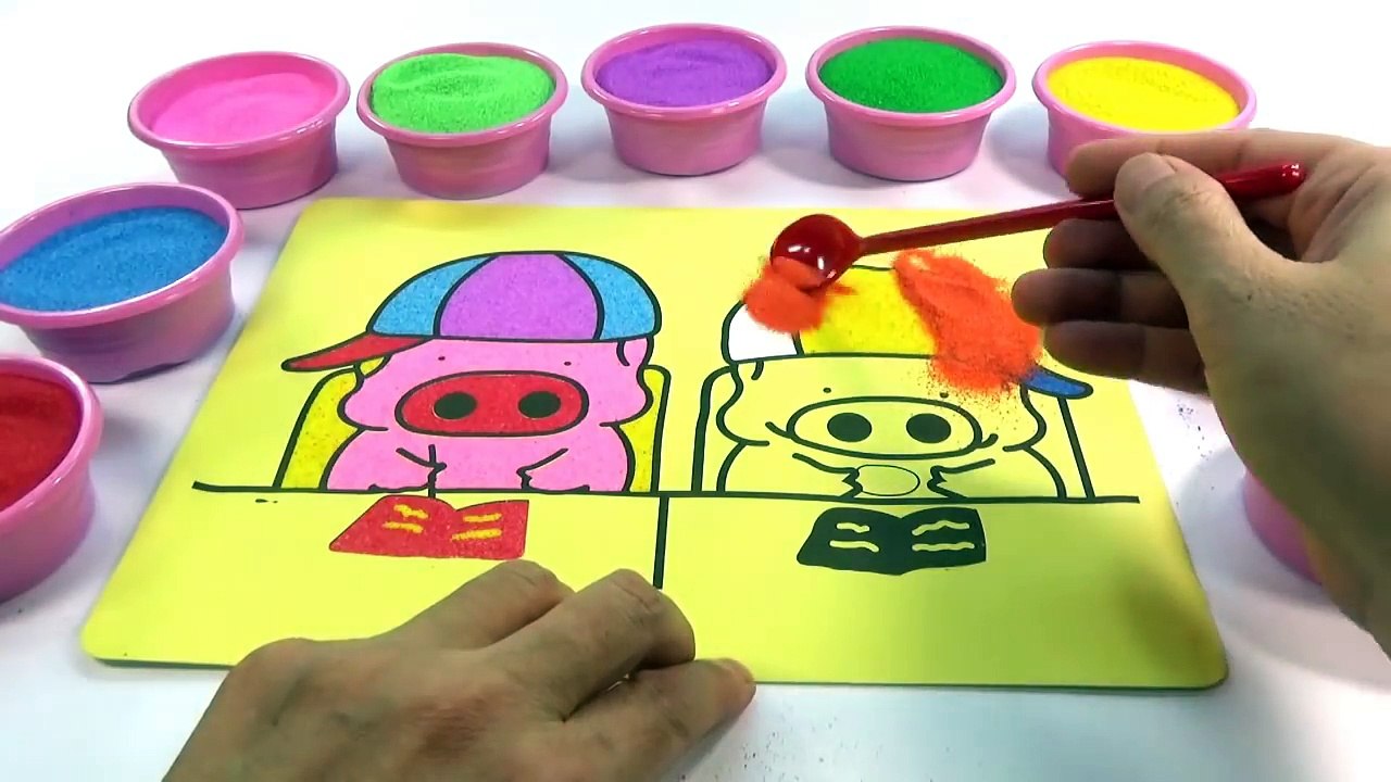 Con Cún Con! Nhạc thiếu nhi hay!!Đồ chơi trẻ em TÔ MÀU TRANH CÁT HÌNH LỢN CON Colored Sand Painting