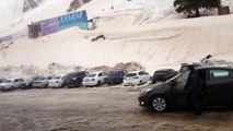 Russian Avalanche Destroys Carpark