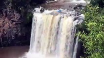 Terrifying moment kayaker plunges 20m drop at waterfall