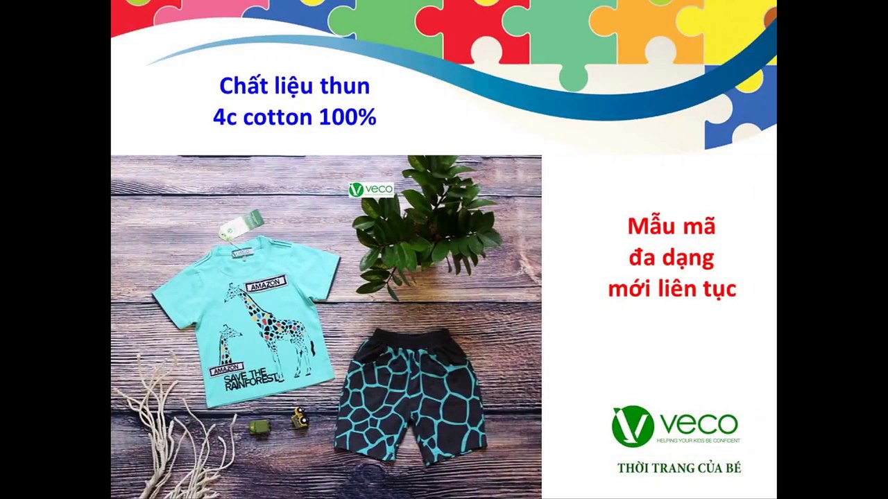 Quần áo trẻ em xuất khẩu giá sỉ - Bộ thun nam hươu cao cổ