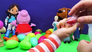 Opening Surprise Eggs Featuring Frozen and Peppa Pig with the Assistant