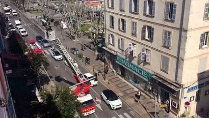 Intervention des pompiers sur le cours Napoléon à Ajaccio