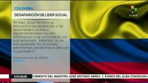 Colombia: grupos civiles piden al Estado busque y halle a líder social