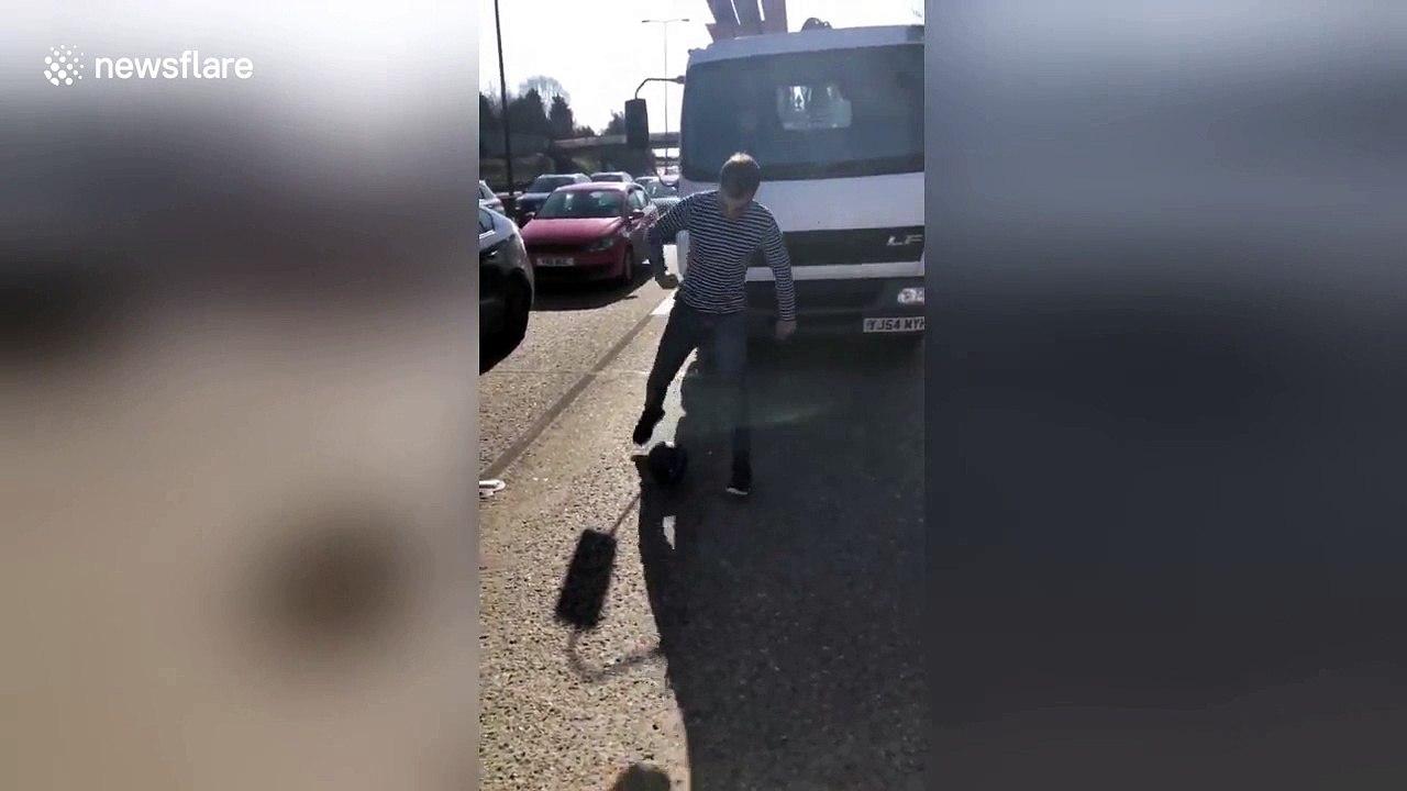 Driver passes time juggling football during M25 standstill