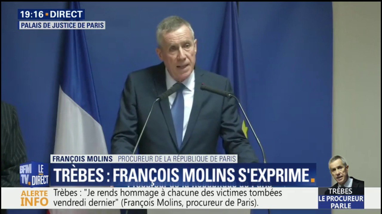 La compagne de Redouane Lakdim "a crié 'Allahou akbar' lors de son interpellation", dit le procureur Molins