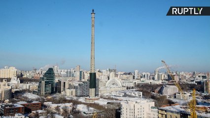 شاهد: تدمير برج وصل طوله إلى  200  متر في روسيا