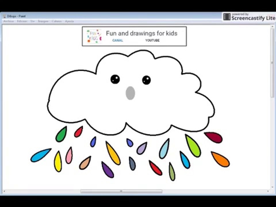 Nube kawaii con lluvia y cancion