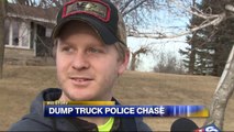 Dash Cam Video Shows Suspect Dropping Gravel from Dump Truck During Police Chase