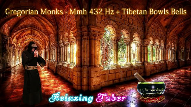 GREGORIAN MONKS - MMH 432 Hz + TIBETAN BOWLS BELLS (Relax, Sleep, White Noise, ASMR)
