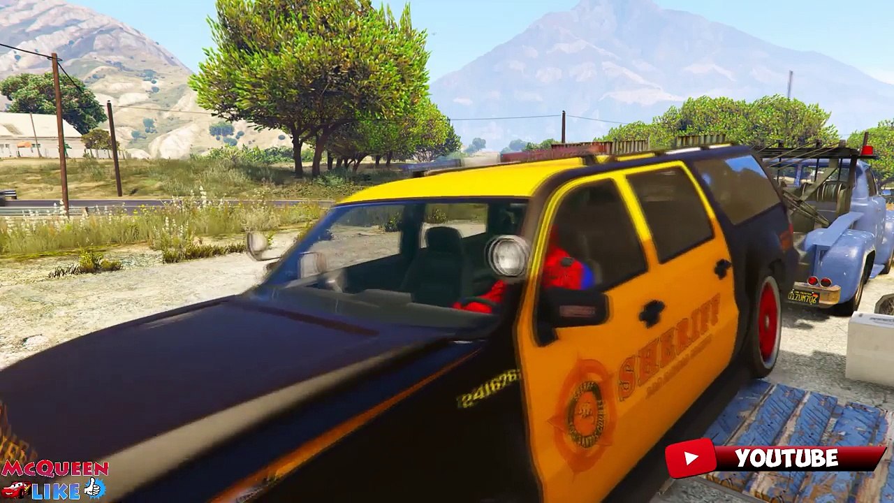 Spiderman SHERIFF, Policeman! Cars KIDS cartoon...