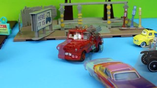 Disney Pixar Cars Lightning McQueen & Mater as Rescue Squad Team save Radiator Springs on fire