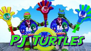 PJ Masks Toys with Teenage Mutant Ninja Turtles Mikey Dreams He Finds PJ Mask Toys in Turtle Sewer