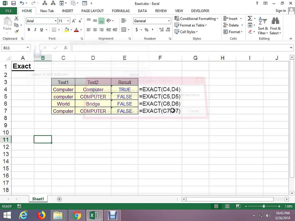 EXACT Function in Excel