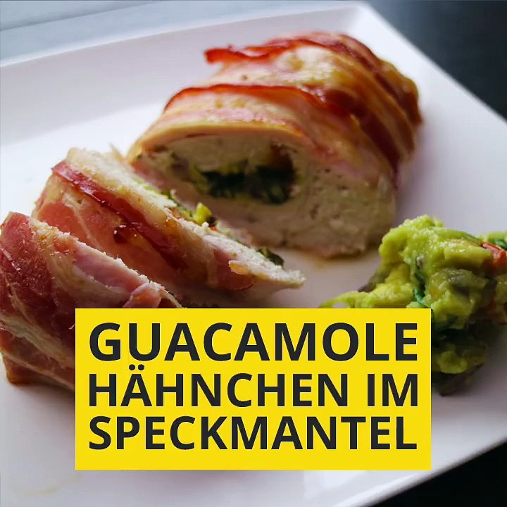 Hähnchen im Speckmantel gefüllt mit würziger Guacamole: HIER ZUM REZEPT 