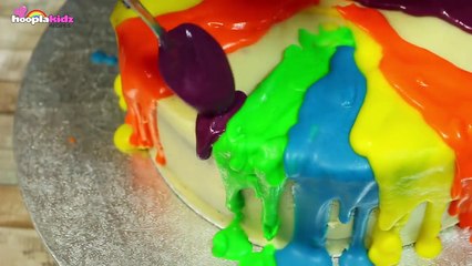 Rainbow Cake with Melting Candles Tutorial | Birthday Cake Decorating Tips by HooplaKidz Recipes