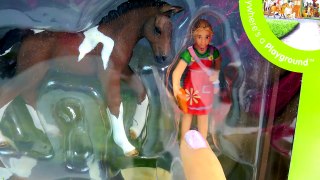 Schleich Horses Feeding Playset with Stallion , Baby Horse Foal & Girl - Unboxing Video