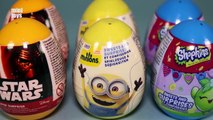 6 Super Surprise Eggs Shopkins Minions Star Wars Candies Stickers Toys