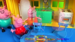Play Doh play with La Casa de Peppa with George and Peppa Pig who are late for preschool