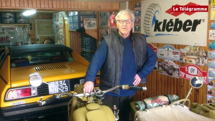 Concarneau. Pierre-Yves Le Beuz roule sur une moto de 1943