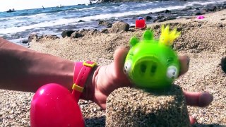 Kids Toy Construction Trucks: Angry Birds Pig Summer Beach demo/tức giận chim đồ chơi xây dựng