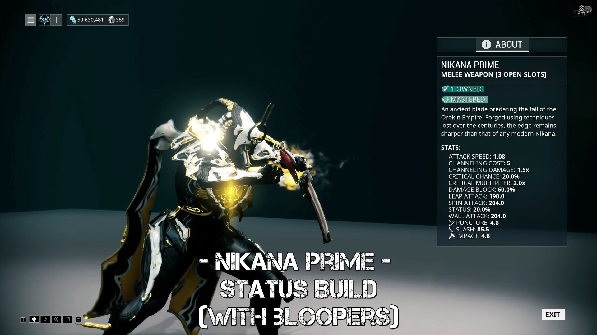 Warframe - Nikana Prime - Status Build with 1 forma (Weapons of The Ninja  Ep 6.5) - video Dailymotion