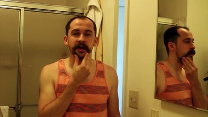 Shaving with a Handlebar Mustache