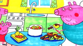 Peppa Pig Family At The Kichen Kids Fun Art Activities Coloring Book Pages with Colored Markers
