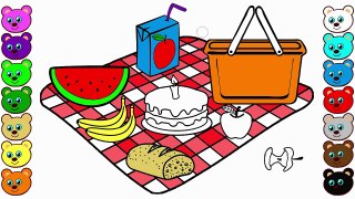 Learning Colors for Children with Picnic Food Coloring Page