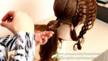 Hairstyle for long hair tutorial. Cute prom updo with braids