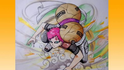 [ guide ] How To Draw GAARA on NARUTO cartoon (color pencil)- Step by Step Tutorial