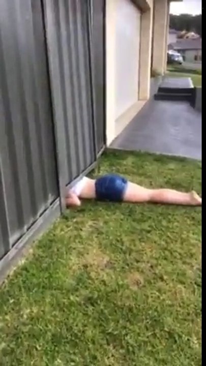 Girl stuck under fence HILARIOUS!