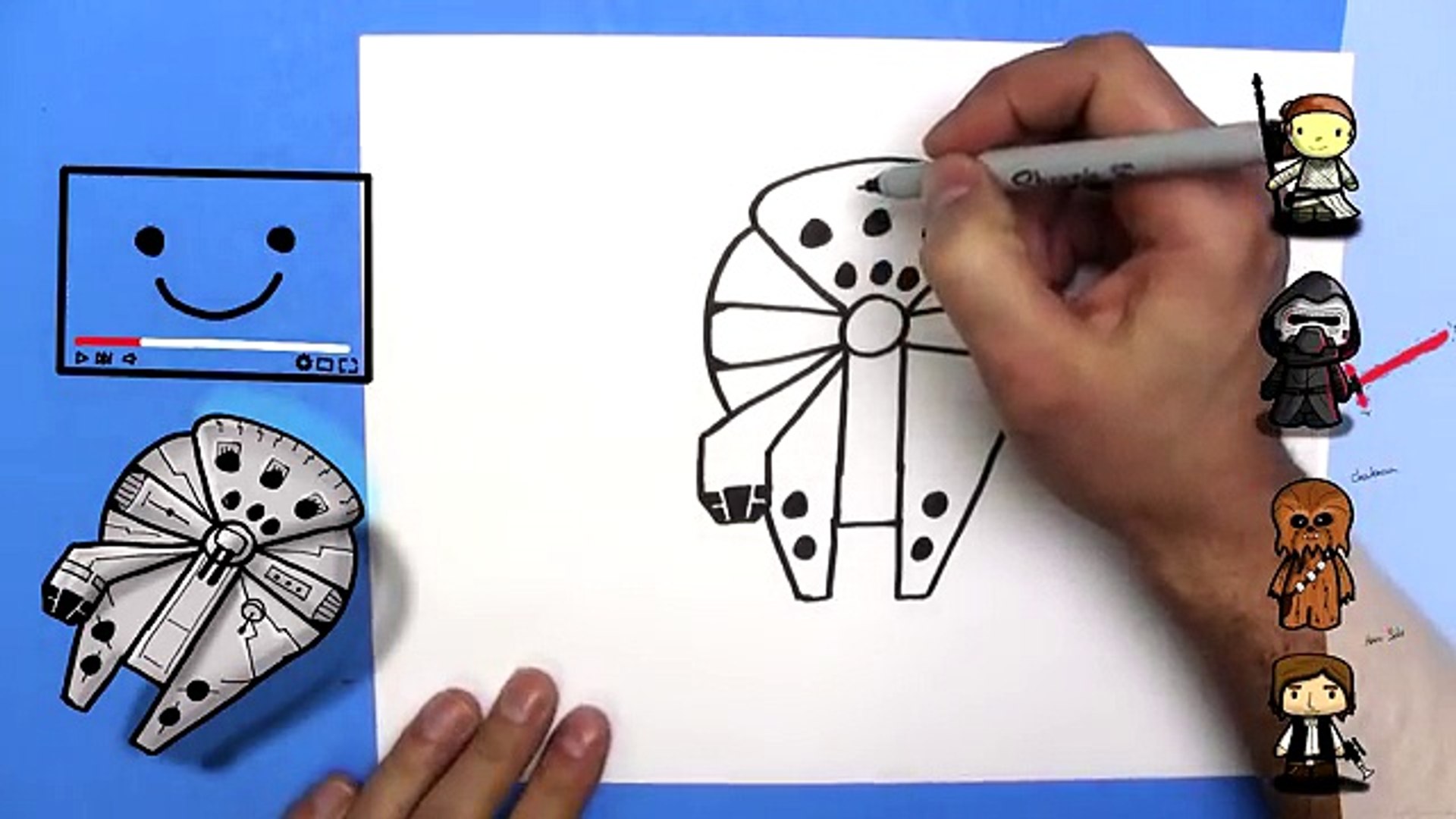 How To Draw A Easy Millennium Falcon Step By Step