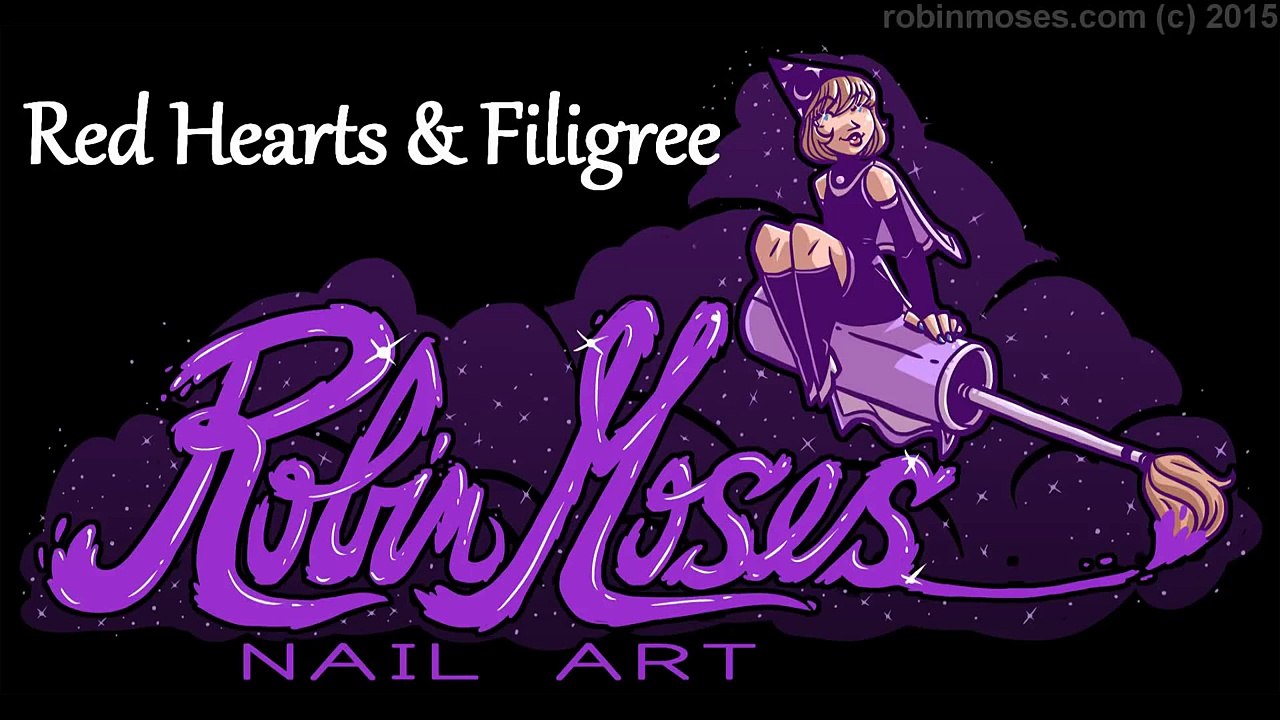 Valentines Day Nail Art Tutorial | Red Heart Nails with Filigree Design