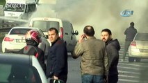 Alev Alev yanan otomobil belediye çalışanı söndürdü