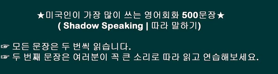 미국인이 가장 많이 쓰는 영어회화 500문장, 따라 말하기, 2회 반복, 30분(쉐도우스피킹)