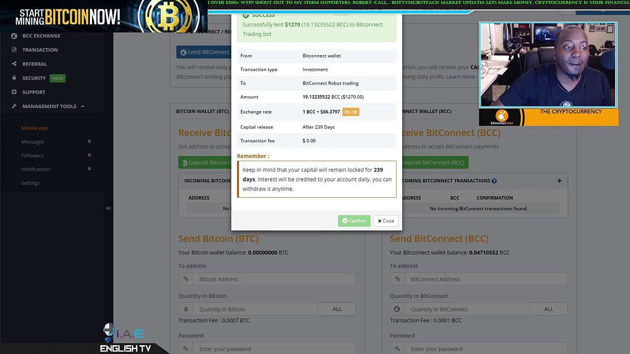 BITCONNECT SUPREMACY: $1270 RE-INVESTMENT! SCARED MONEY DON’T MAKE MONEY!