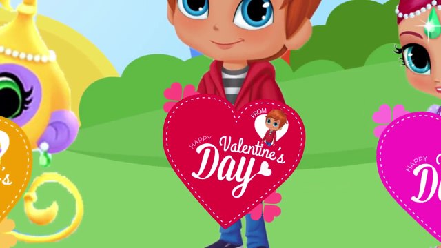 Shimmer and Shine Valentines Day Five Little Kids made Valentines Nursery Rhyme Learn Colors