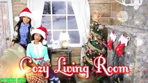 DIY - How to Make: Cozy Doll Living Room & Realistic Fireplace - Handmade - Doll - Crafts