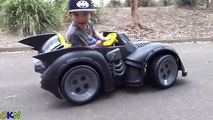 New Batman Batmobile Battery-Powered Ride-On Car Power Wheels Unboxing Test Drive With Ckn Toys