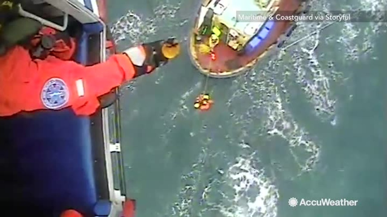 Helicopter team rescues injured fisherman over...
