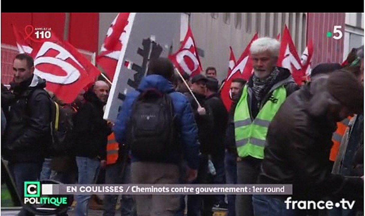 En Coulisses  Cheminots vs gouvernement  1er round - C Politique - 250318 - France 5 - 25-03-2018 -