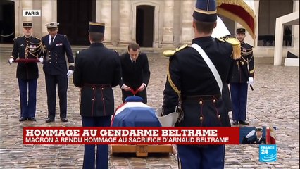 Hommage à Arnaud Beltrame prononcé par le président Emmanuel Macron