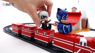 Express Robot Trains Give PJ Masks a Ride~! Kay & Alf House & Rail Set