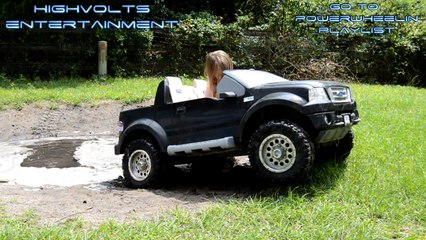 High Volts PW - Girls get Stuck in Powerwheels Ford F-150 - PowerWheels Mudding